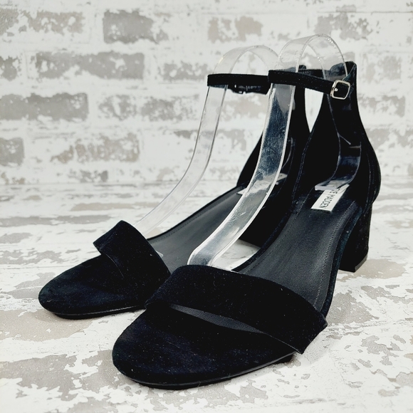 Steve Madden Women's Irenee Black Leather Slip On Block Heeled Sandals M927 - Picture 2 of 11